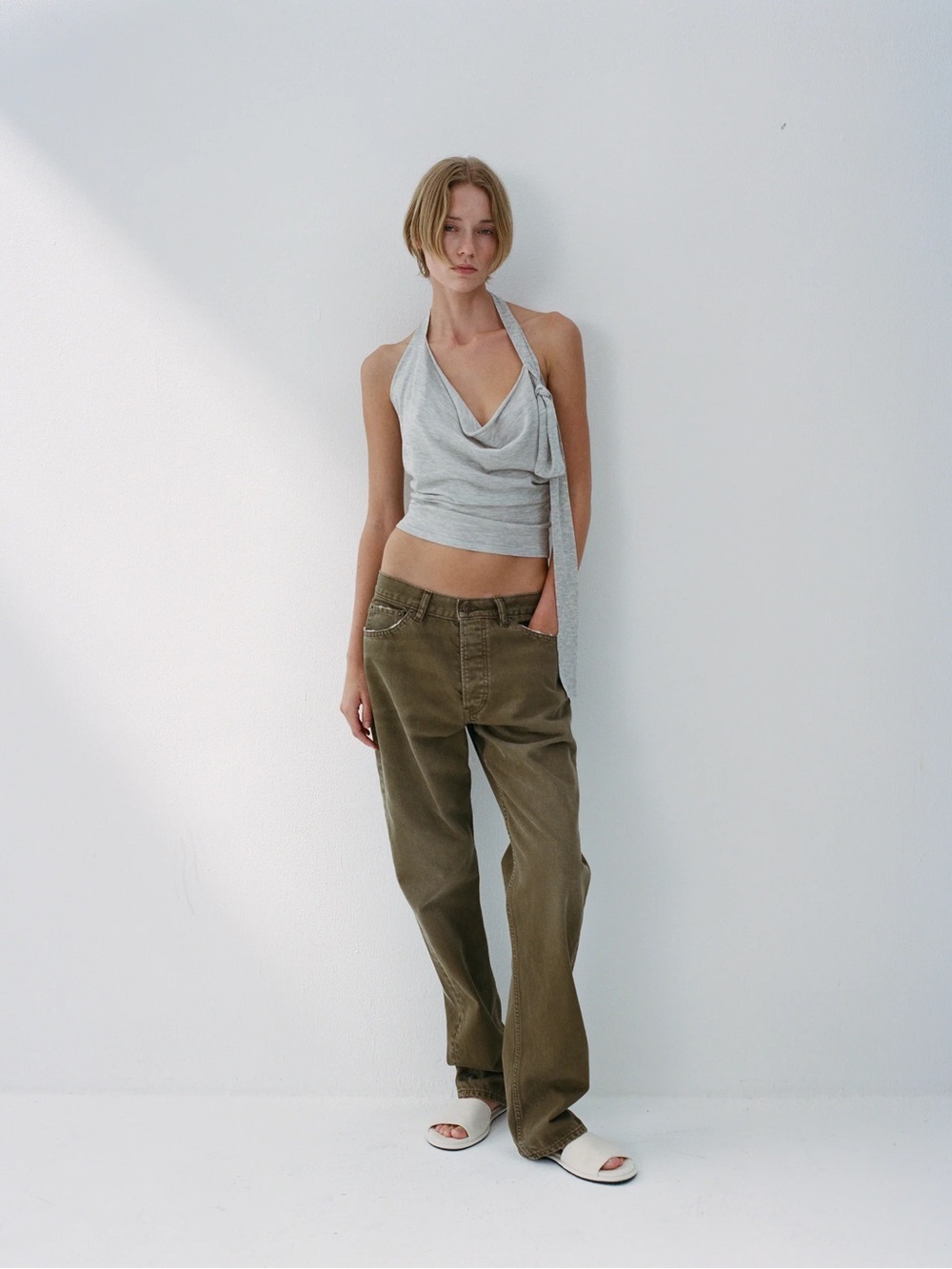 NWT Aya Muse Tapered Jeans Olive Green Size S